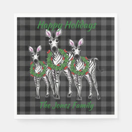 フェスティバルクリスマスゼブラス、クリスマスリース、グレープライド スタンダードランチョンナプキン