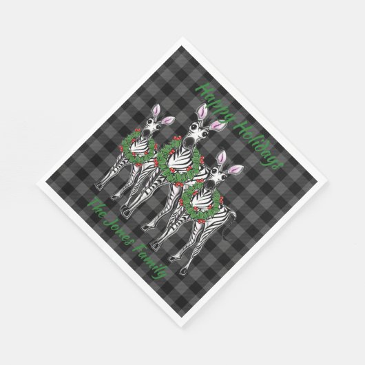 フェスティバルクリスマスゼブラス、クリスマスリース、グレープライド スタンダードランチョンナプキン (角)