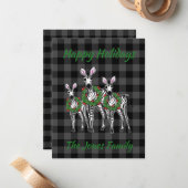 フェスティバルクリスマスゼブラス、クリスマスリース、グレープライド ノートカード (正面/裏面インサイチュ)