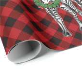 フェスティバルクリスマスゼブラス、クリスマスリース、レッドプレイド ラッピングペーパー (ロールコーナー)