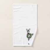 フェスティバルクリスマスゼブラレッドグリーンホリーリース バスタオルセット (ハンドタオル)