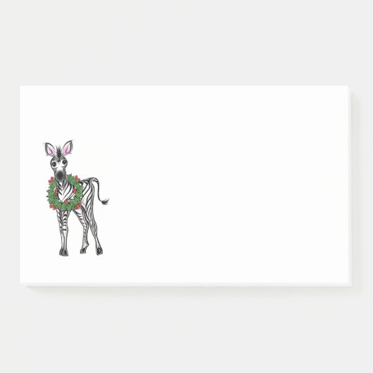 フェスティバルクリスマスゼブラレッドグリーンホリーリース ポストイット (正面)