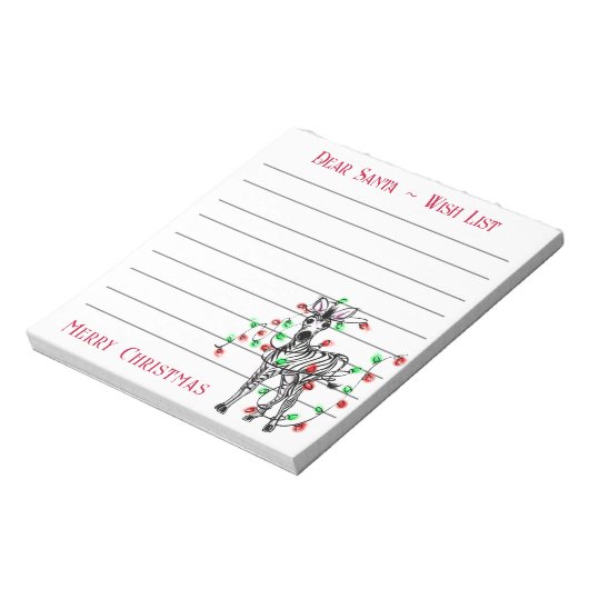 フェスティバルクリスマスゼブラ,サンタのウィッシュリスト注 ノートパッド (回転)