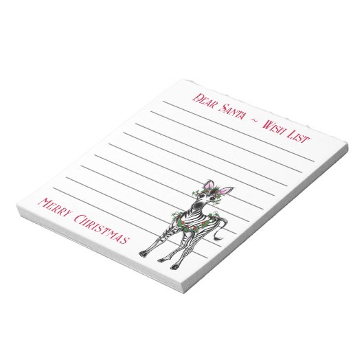 フェスティバルクリスマスゼブラ,サンタのウィッシュリスト注 ノートパッド (回転)