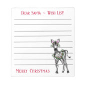 フェスティバルクリスマスゼブラ,サンタのウィッシュリスト注 ノートパッド (正面)