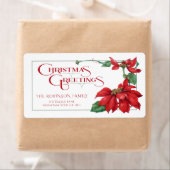 フェスティバルクリスマスタイポグラフィとポインセチア ラベル (インサイチュ)