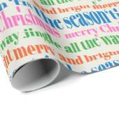 フェスティバルクリスマスタイポグラフィモダンホリデイ ラッピングペーパー (ロールコーナー)