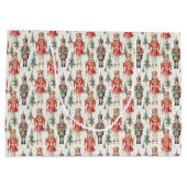 フェスティバルクリスマスタイルのナツクラッカーの水色 ラージペーパーバッグ (裏面)