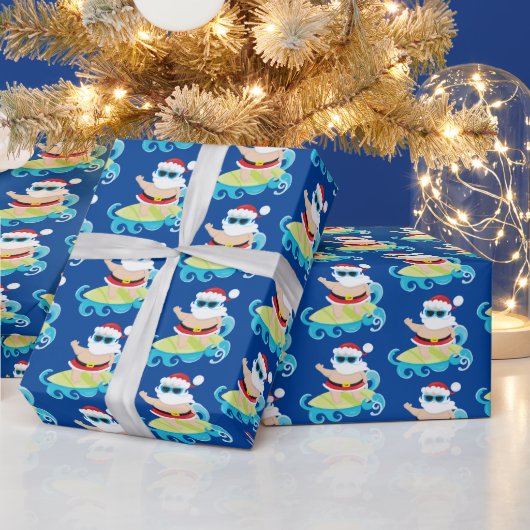 フェスティバルクリスマスタイルビーチサーフィンサンタ ラッピングペーパー (クリスマス)