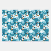 フェスティバルクリスマスタイルペンギン模様 ラッピングペーパーシート (正面3)