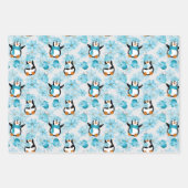 フェスティバルクリスマスタイルペンギン模様 ラッピングペーパーシート (正面)