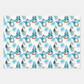 フェスティバルクリスマスタイルペンギン模様 ラッピングペーパーシート (正面3)
