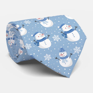 フェスティバルクリスマスタイル雪だるまパターン ネクタイ