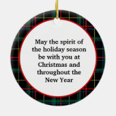 フェスティバルクリスマスタータンチェックとリースと挨拶 セラミックオーナメント (裏面)