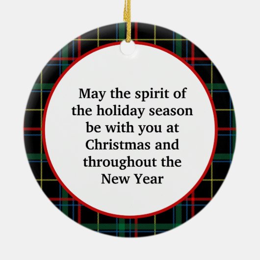 フェスティバルクリスマスタータンチェックとリースと挨拶 セラミックオーナメント (裏面)