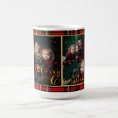 フェスティバルクリスマスタータンチェックプレイドファミリーフォト コーヒーマグカップ (中央)