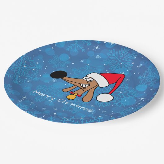 フェスティバルクリスマスダシュンドッグ ペーパープレート (アングル)