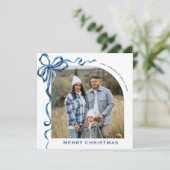 フェスティバルクリスマスダスティブルーボウリボン2写真 シーズンカード (スタンド正面)