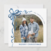 フェスティバルクリスマスダスティブルーボウリボン2写真 シーズンカード (正面)