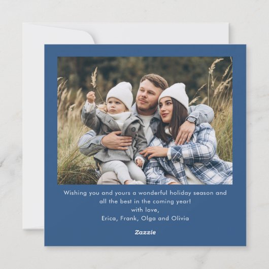 フェスティバルクリスマスダスティブルーボウリボン2写真 シーズンカード (裏面)