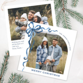 フェスティバルクリスマスダスティブルーボウリボン2写真 シーズンカード