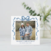 フェスティバルクリスマスダスティブルーボウリボン2写真 シーズンカード (スタンド正面)