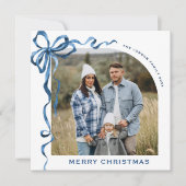 フェスティバルクリスマスダスティブルーボウリボン2写真 シーズンカード (正面)