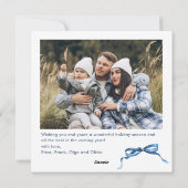 フェスティバルクリスマスダスティブルーボウリボン2写真 シーズンカード (裏面)