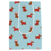 フェスティバルクリスマスダッシュンドラッピング紙 ミディアムペーパーバッグ (裏面)