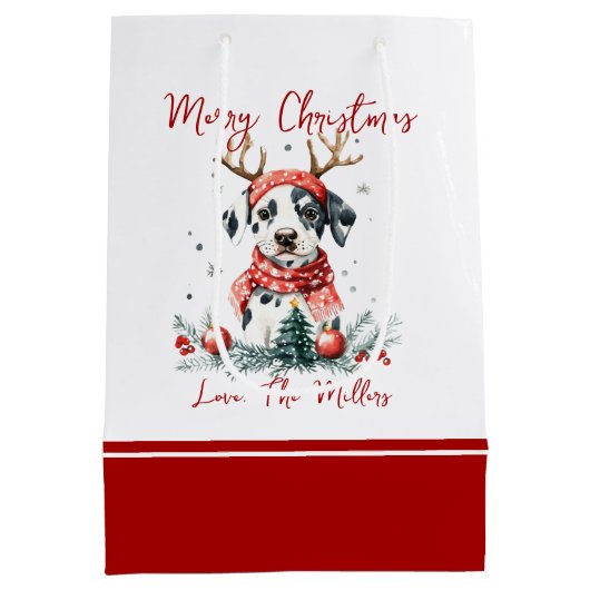 フェスティバルクリスマスダルマチアンパピー ミディアムペーパーバッグ (裏面)