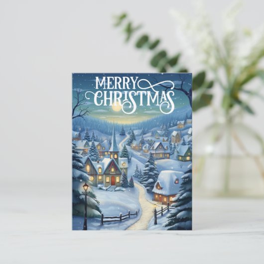 フェスティバルクリスマスチャーチのシーンにメッセージを追加 シーズンポストカード (スタンド正面)