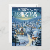フェスティバルクリスマスチャーチのシーンにメッセージを追加 シーズンポストカード (正面/裏面)
