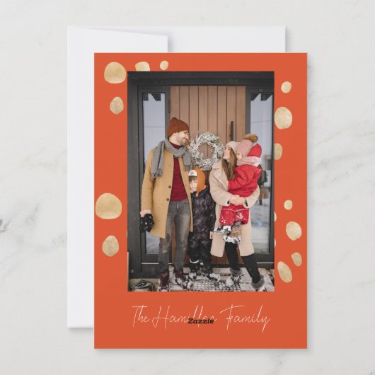 フェスティバルクリスマスチーテと金ゴールドのアクセント写真 シーズンカード (裏面)