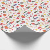 フェスティバルクリスマスツリーかわいいエルフウォーターカラーギフト ラッピングペーパー (角)