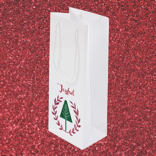 フェスティバルクリスマスツリーとリース ワインギフトバッグ