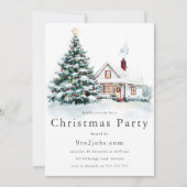 フェスティバルクリスマスツリーと雪企業のクリスマスパーティー 招待状 (正面)