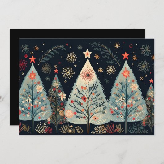 フェスティバルクリスマスツリーのグリーティングカード シーズンカード (正面/裏面)