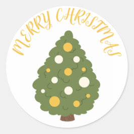 フェスティバルクリスマスツリーのステッメリーク"Christm ラウンドシール