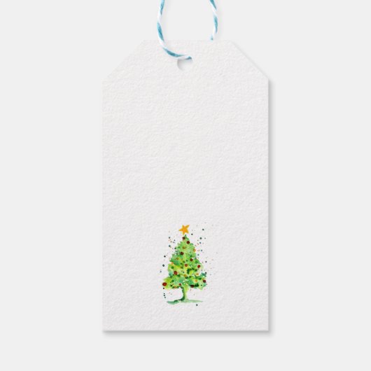 フェスティバルクリスマスツリーの水色 ギフトタグ (裏面)