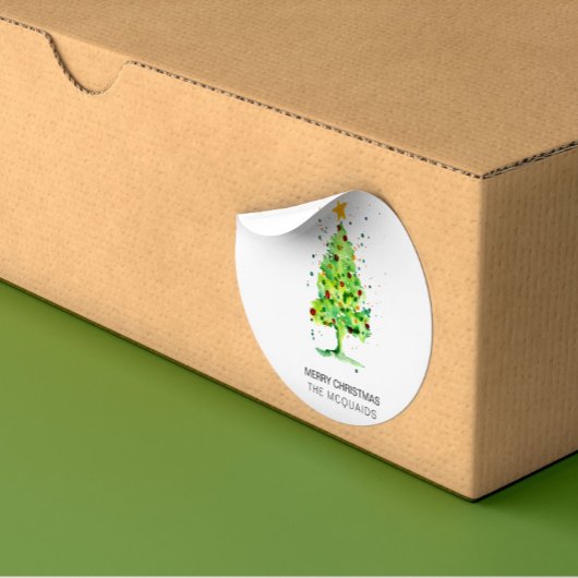 フェスティバルクリスマスツリーの水色 スクエアシール