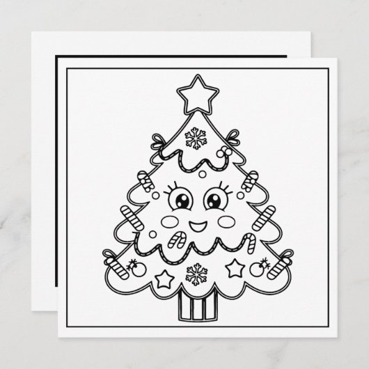 フェスティバルクリスマスツリーの着色 シーズンカード (正面/裏面)