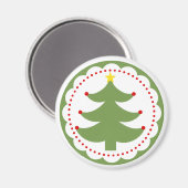 フェスティバルクリスマスツリーをラウンドマグネットに マグネット (正面/裏面)