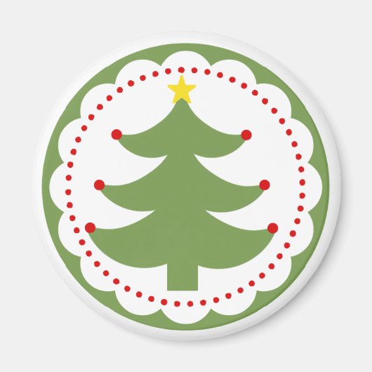 フェスティバルクリスマスツリーをラウンドマグネットに マグネット (正面)