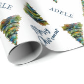 フェスティバルクリスマスツリーウォーターカラーホリデー ラッピングペーパー (ロールコーナー)