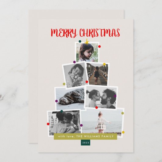 フェスティバルクリスマスツリーコラージフォトカード シーズンカード (正面/裏面)
