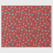 フェスティバルクリスマスツリースターモダンレッドグリーン ラッピングペーパー (フラット)