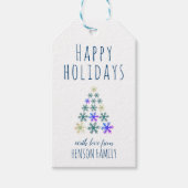 フェスティバルクリスマスツリースノーフレークスホリデー ギフトタグ (正面)