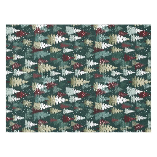 フェスティバルクリスマスツリーズウィンタースノーホリデー テーブルクロス (正面(横))