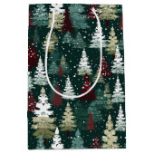 フェスティバルクリスマスツリーズウィンタースノーホリデー ミディアムペーパーバッグ (正面)