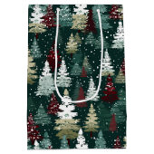 フェスティバルクリスマスツリーズウィンタースノーホリデー ミディアムペーパーバッグ (裏面)